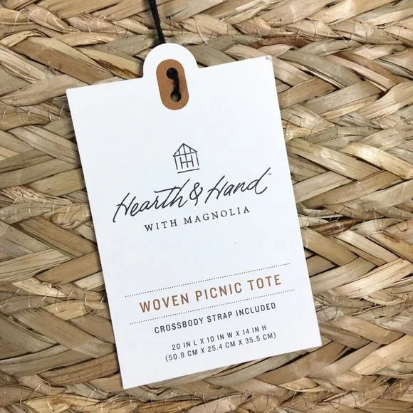 Hearth & Hand With Magnolia Natural Grass Woven Tote Bag 14 X 20” - Picture 10 of 12